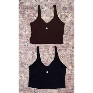 Lululemon Align Tank Bundle Black Size 8 Espresso Brown Size 6 Yoga Built-in Bra